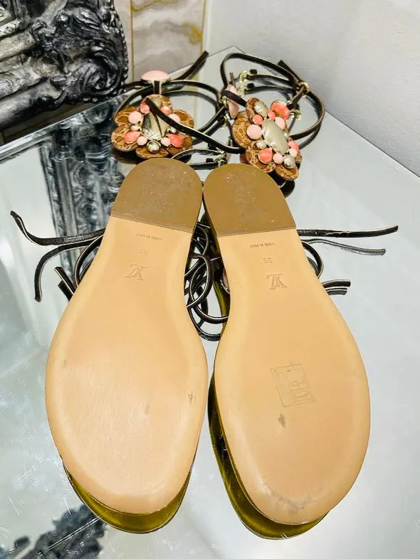 Louis Vuitton Embellished Gladiator Sandals. Size 39