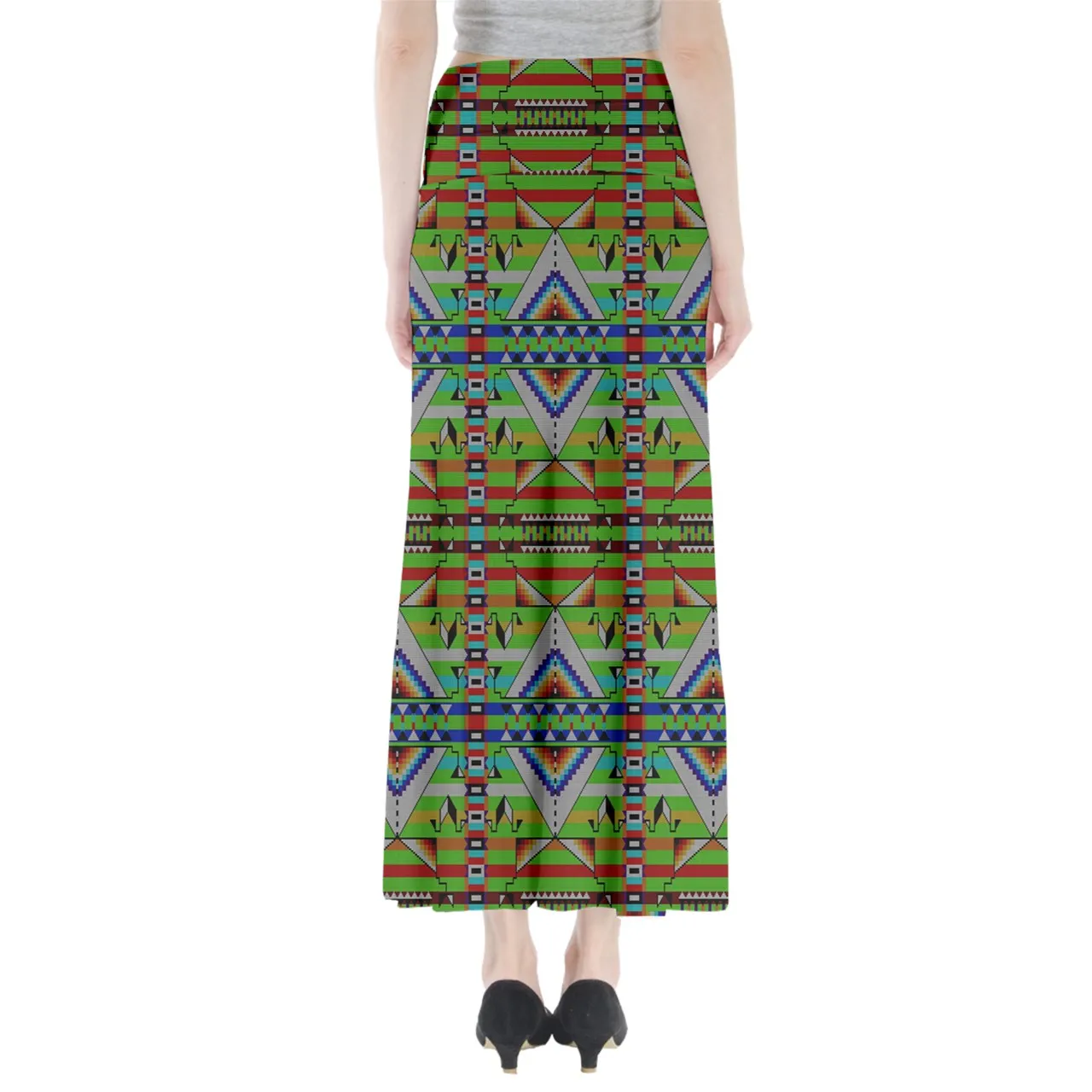 Medicine Blessing Lime Green Full Length Maxi Skirt