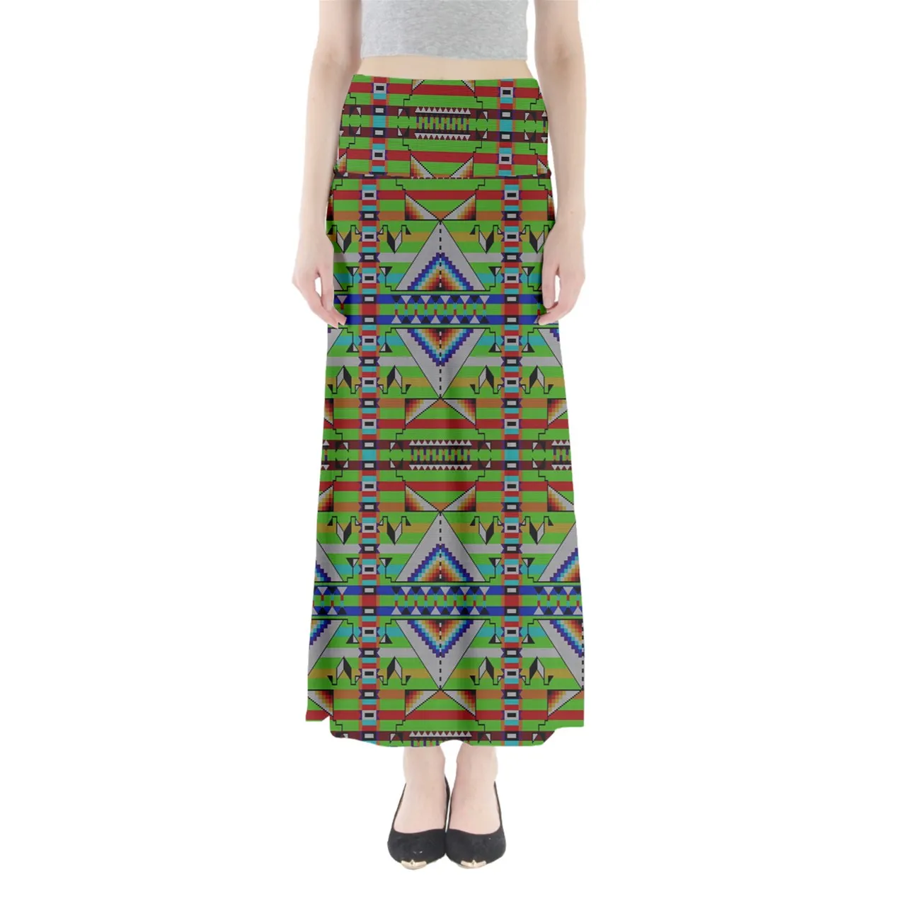 Medicine Blessing Lime Green Full Length Maxi Skirt