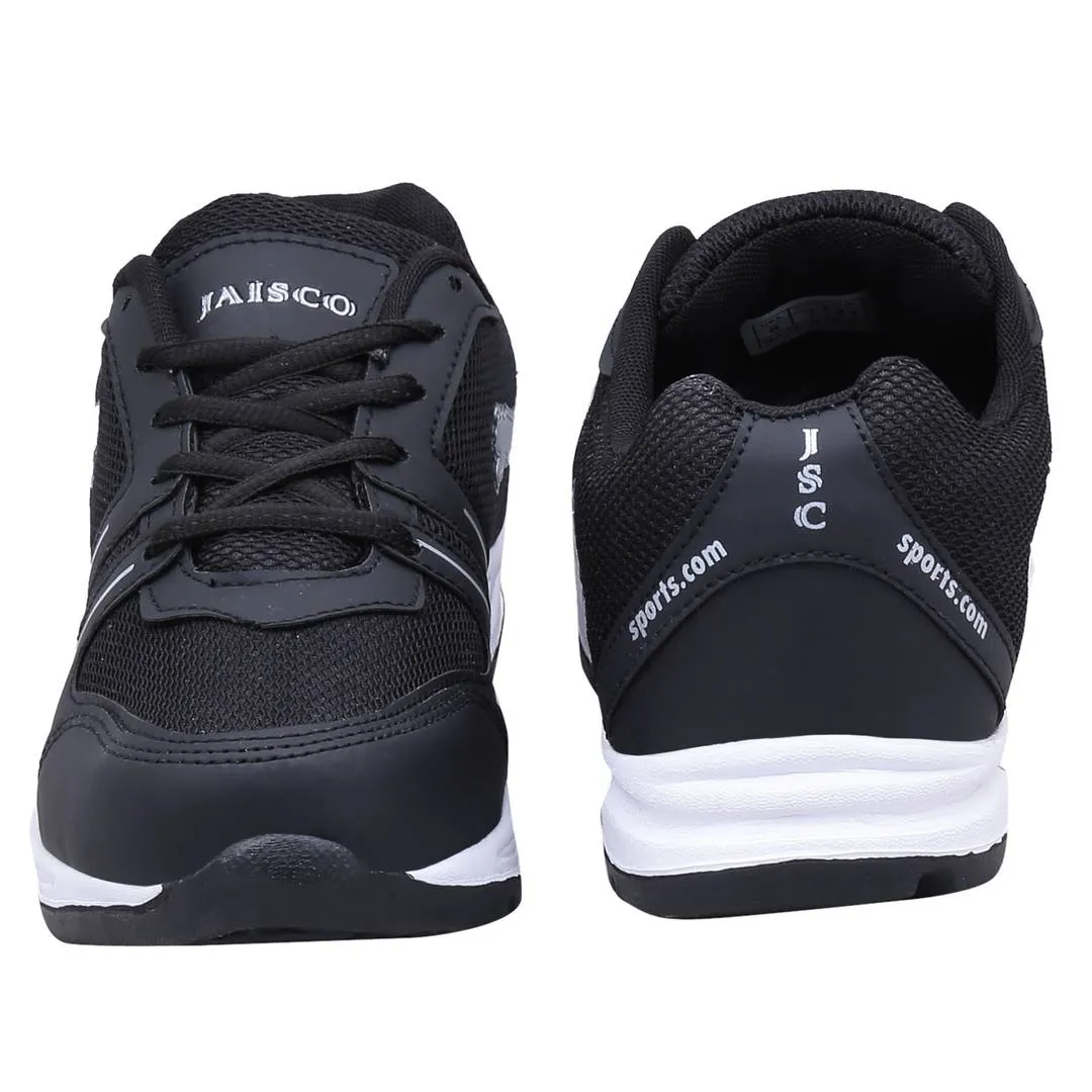 Men Sport Black Silver Self Design Running Shoes