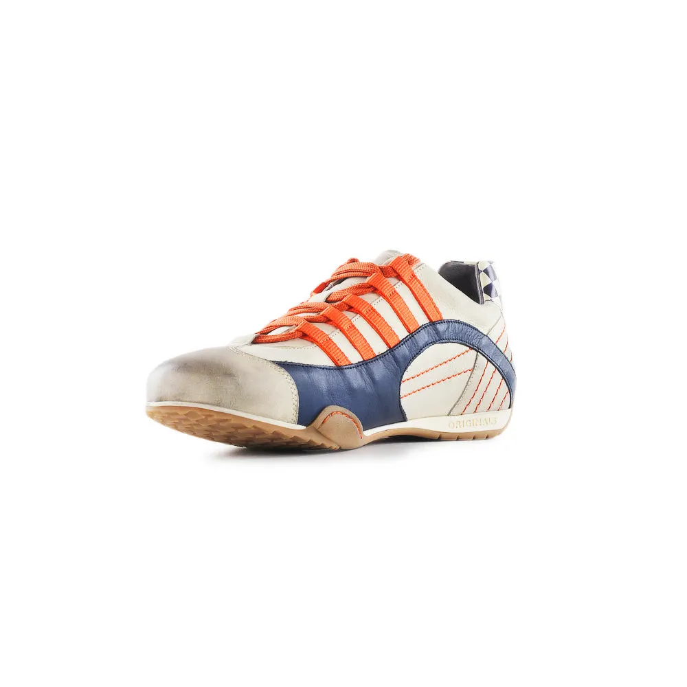 Men's Racing Sneaker in Racing Oil (Creamy White with Navy and Orange)