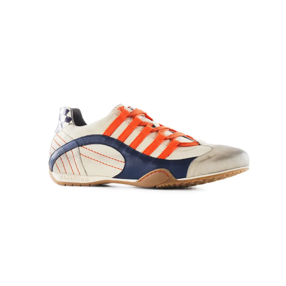 Men's Racing Sneaker in Racing Oil (Creamy White with Navy and Orange)