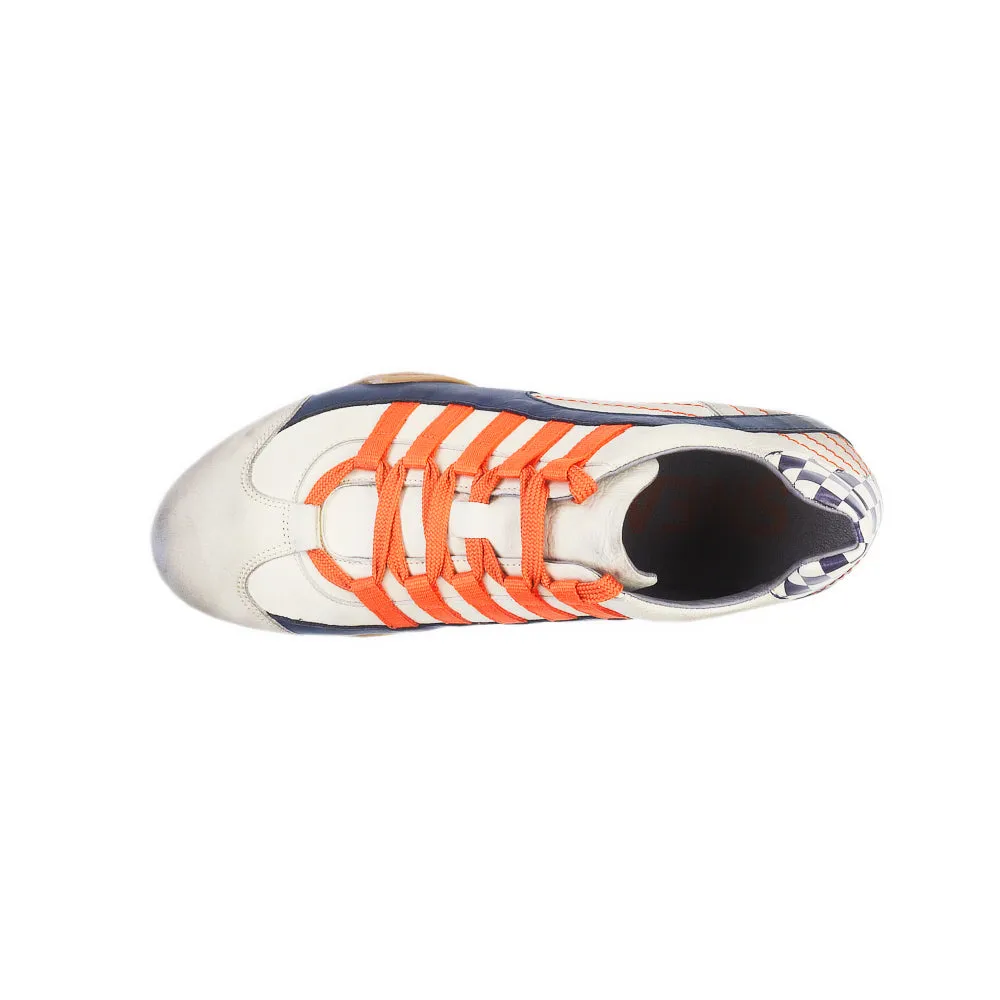 Men's Racing Sneaker in Racing Oil (Creamy White with Navy and Orange)