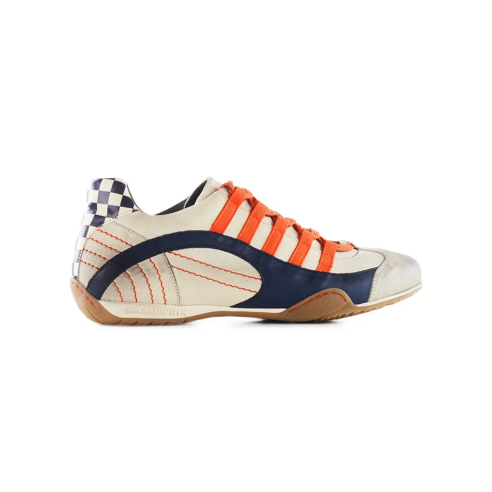 Men's Racing Sneaker in Racing Oil (Creamy White with Navy and Orange)