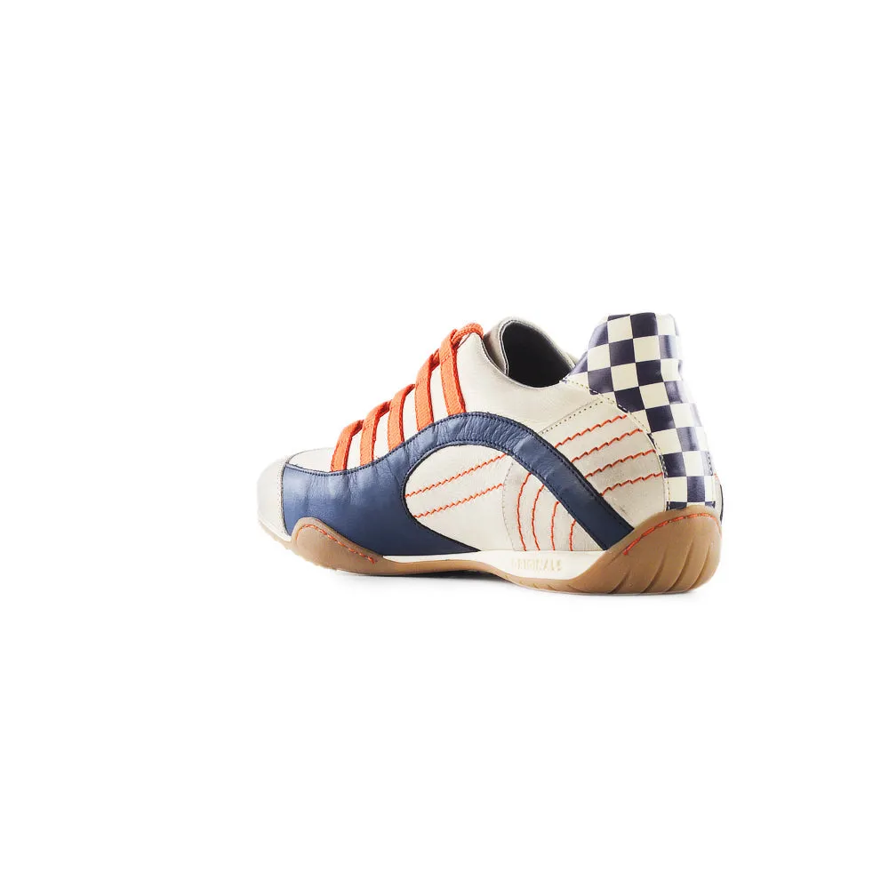 Men's Racing Sneaker in Racing Oil (Creamy White with Navy and Orange)