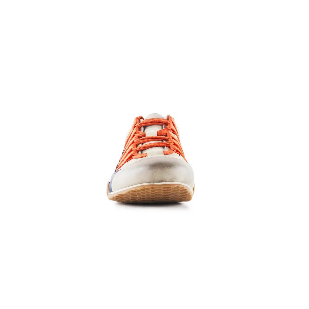 Men's Racing Sneaker in Racing Oil (Creamy White with Navy and Orange)