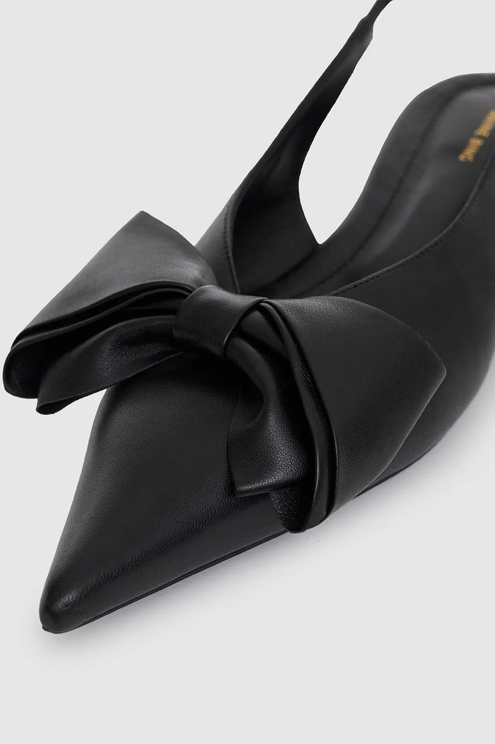 Nina Slingback Flats With Bow - Black