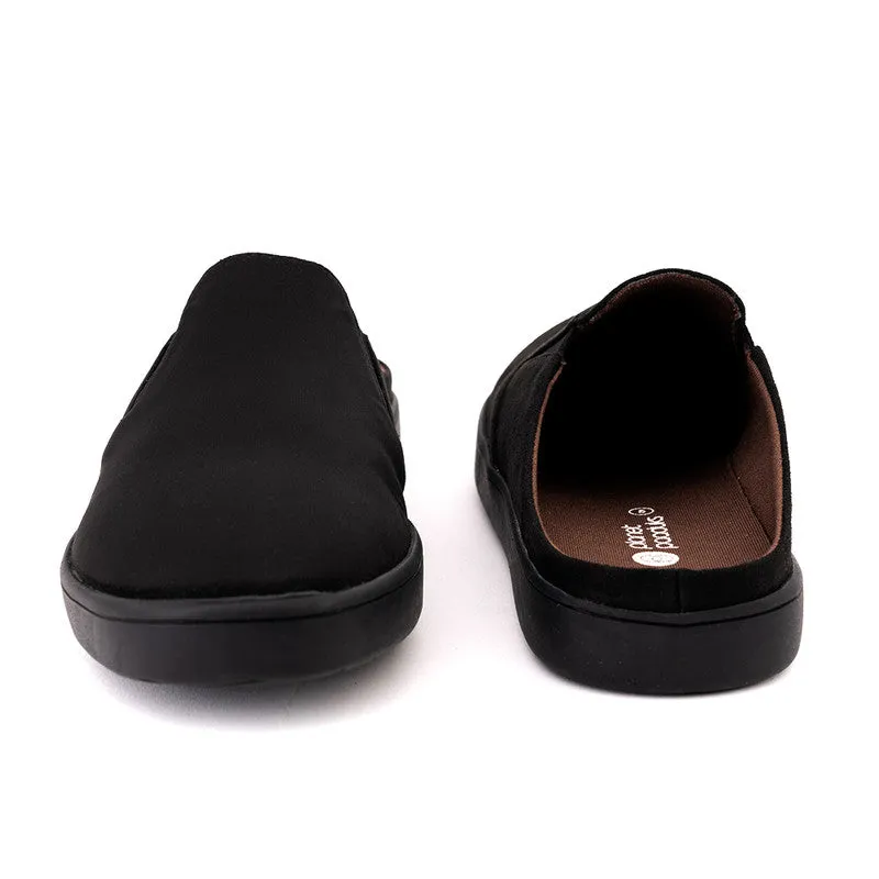 Paaduks Black Slip-Ons Mules for Men | Vegan Suede