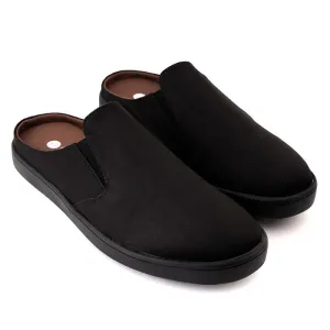 Paaduks Black Slip-Ons Mules for Men | Vegan Suede