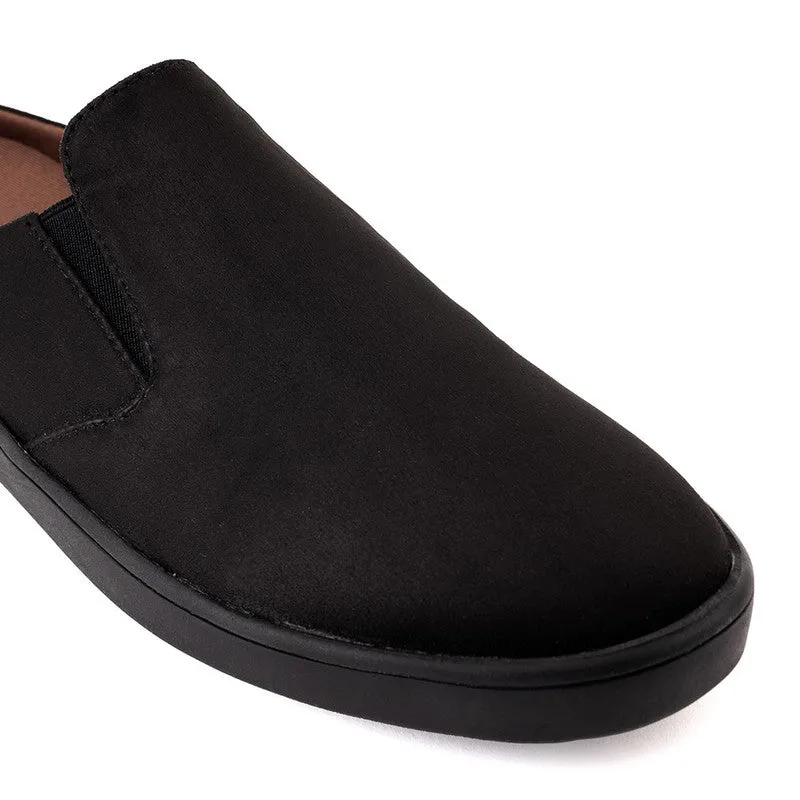 Paaduks Black Slip-Ons Mules for Men | Vegan Suede