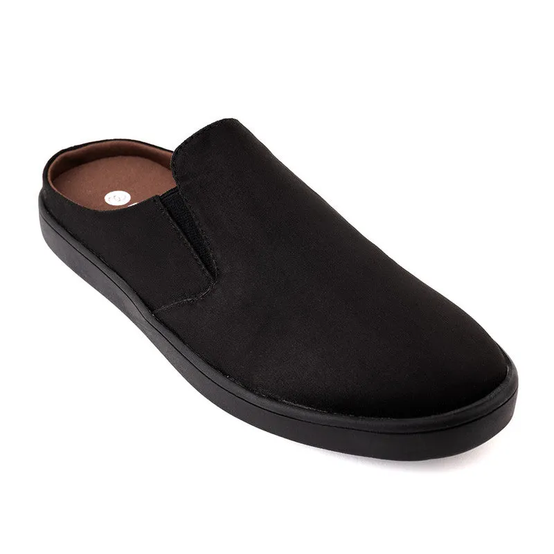 Paaduks Black Slip-Ons Mules for Men | Vegan Suede