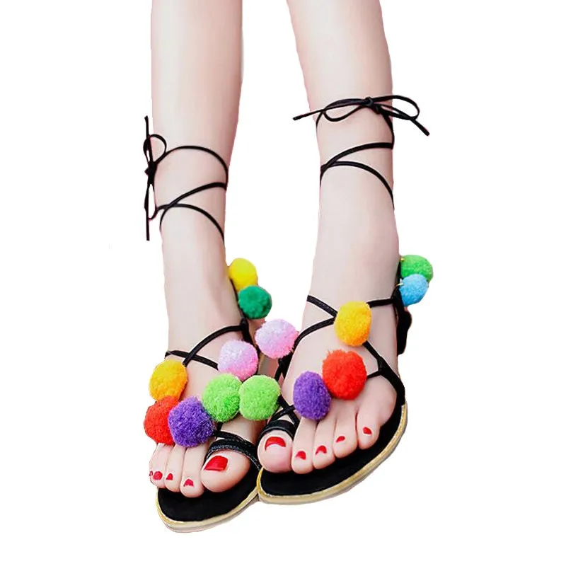 Pom Pom Gladiator Sandals