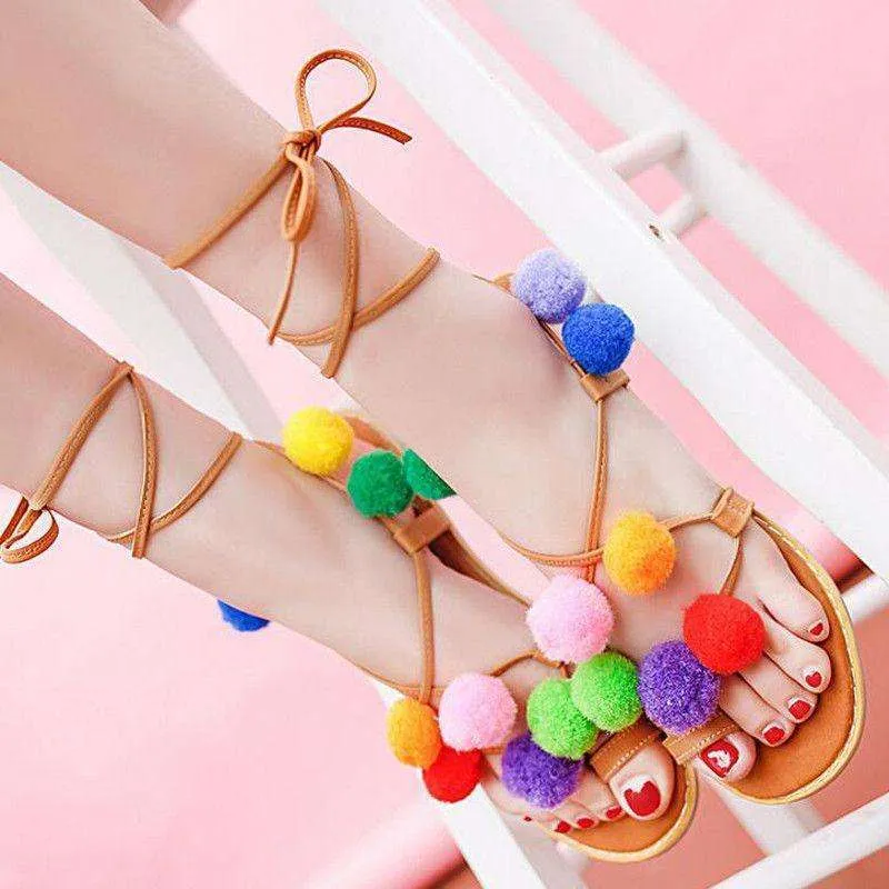 Pom Pom Gladiator Sandals