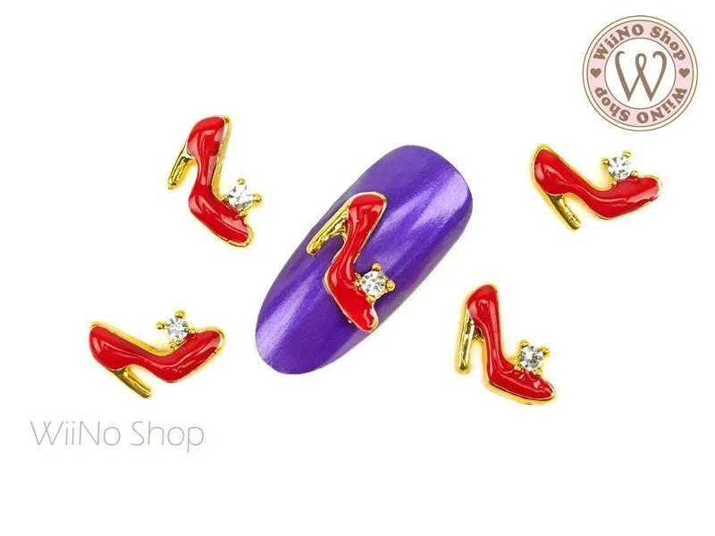 Red Heels Nail Metal Charm - 2 pcs