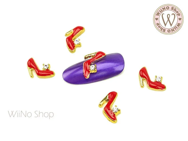 Red Heels Nail Metal Charm - 2 pcs