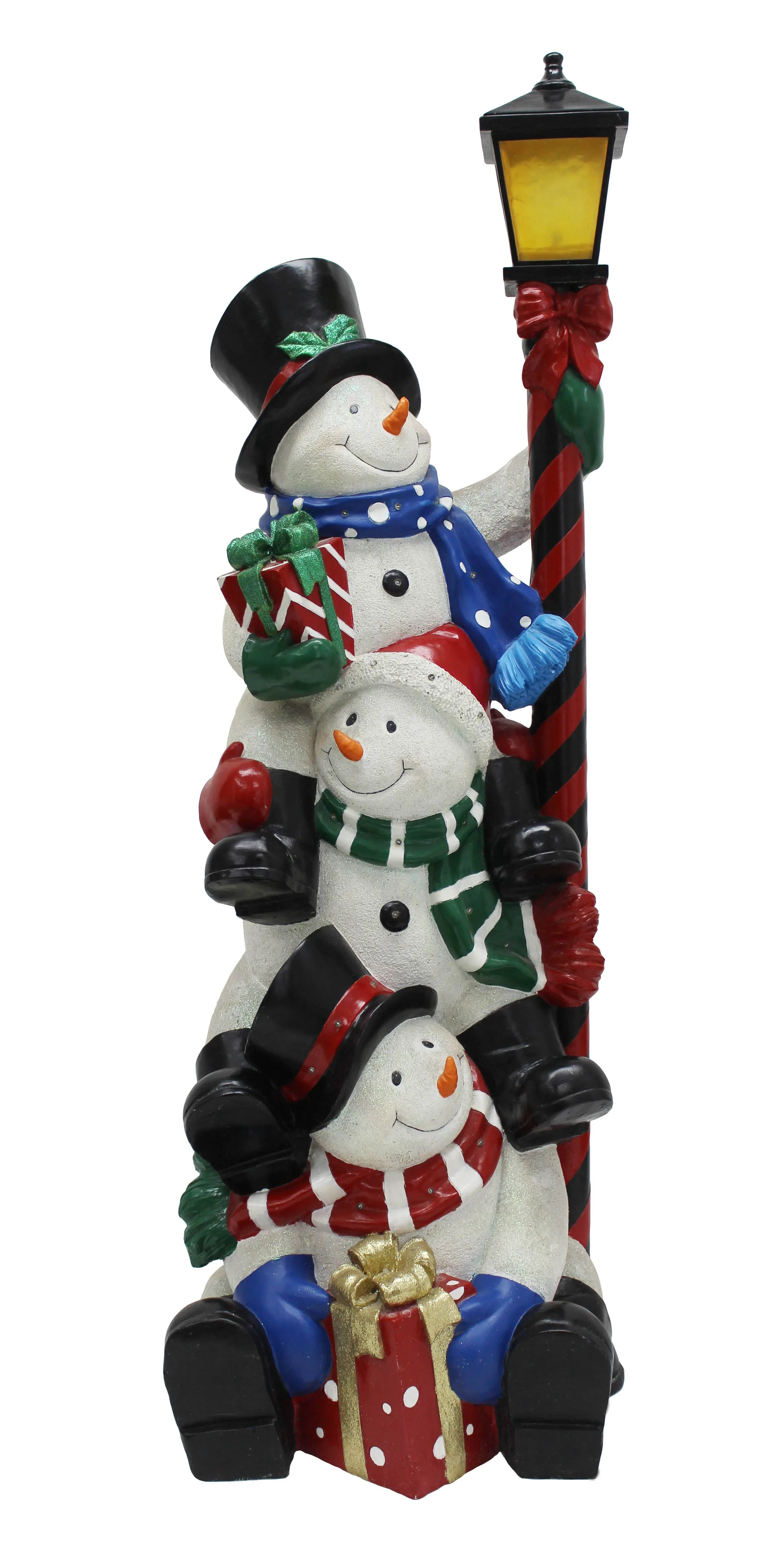 Stacking Snowman Lamp Post With 50 LEDs