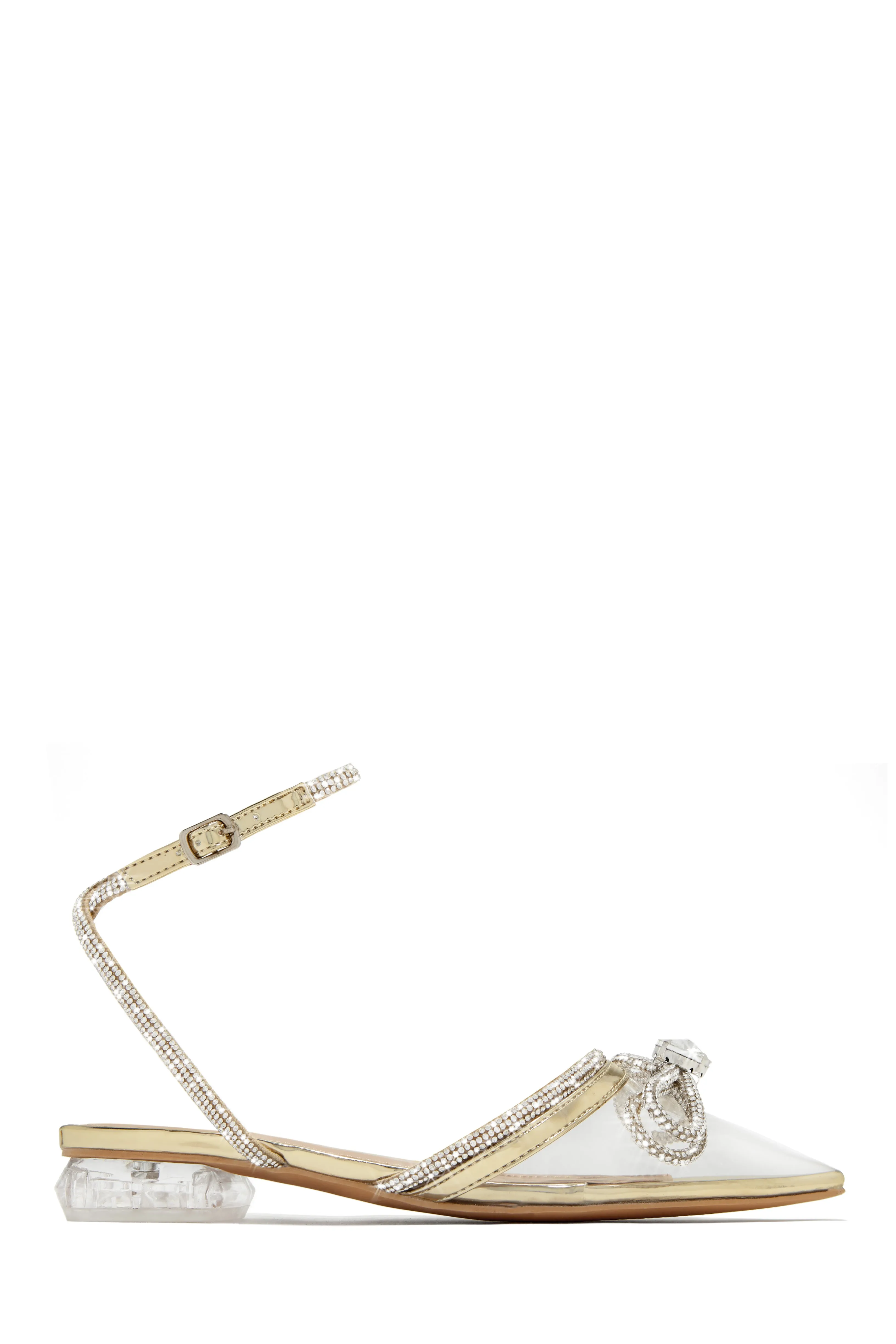 The Afterparty Embellished Pointed Toe Flats - Gold