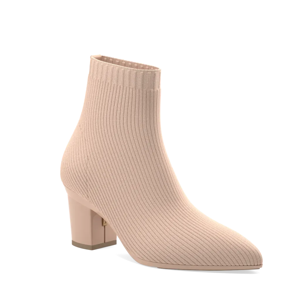 The Bootie - Sand Knit   Block Heel Kit 3 Sand - FINAL SALE