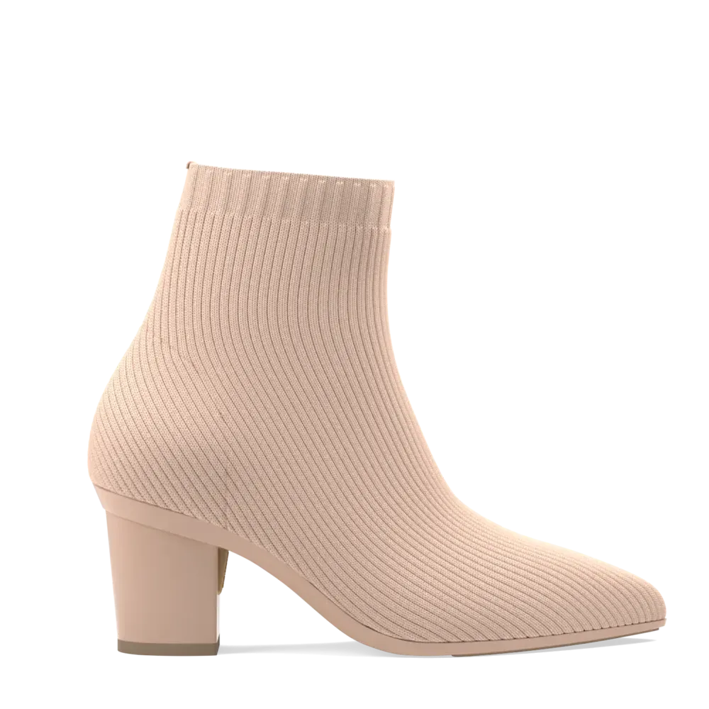 The Bootie - Sand Knit   Block Heel Kit 3 Sand - FINAL SALE