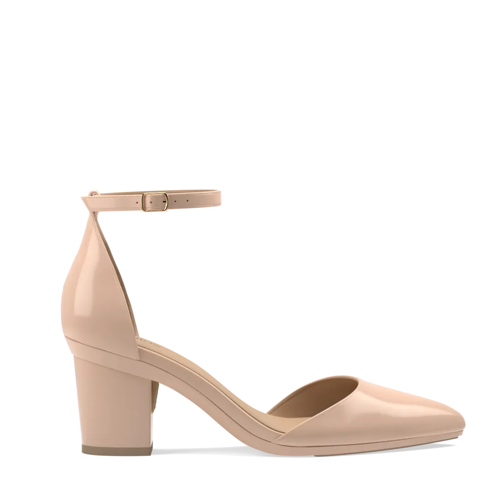 The D'Orsay - Sand Patent   Block Heel Kit 3 Sand - FINAL SALE