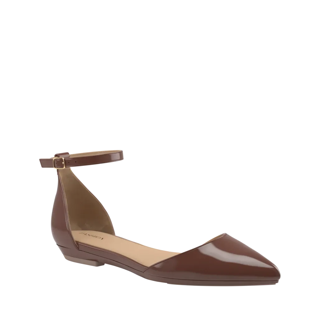 The D'Orsay - Walnut Patent   Block Heel Kit 4 Walnut - FINAL SALE