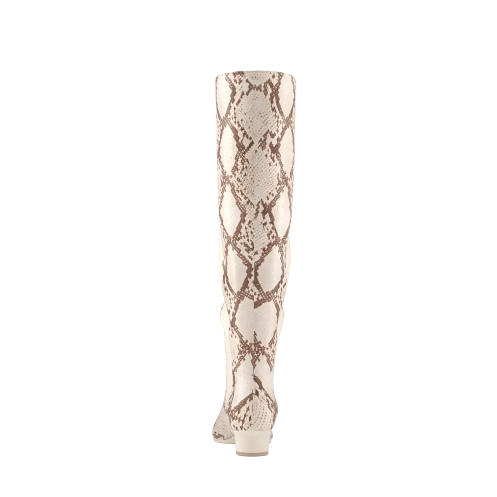 The Knee High Boot - Ivory Snakeskin