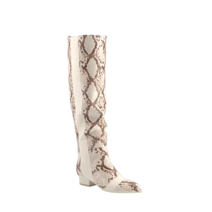 The Knee High Boot - Ivory Snakeskin