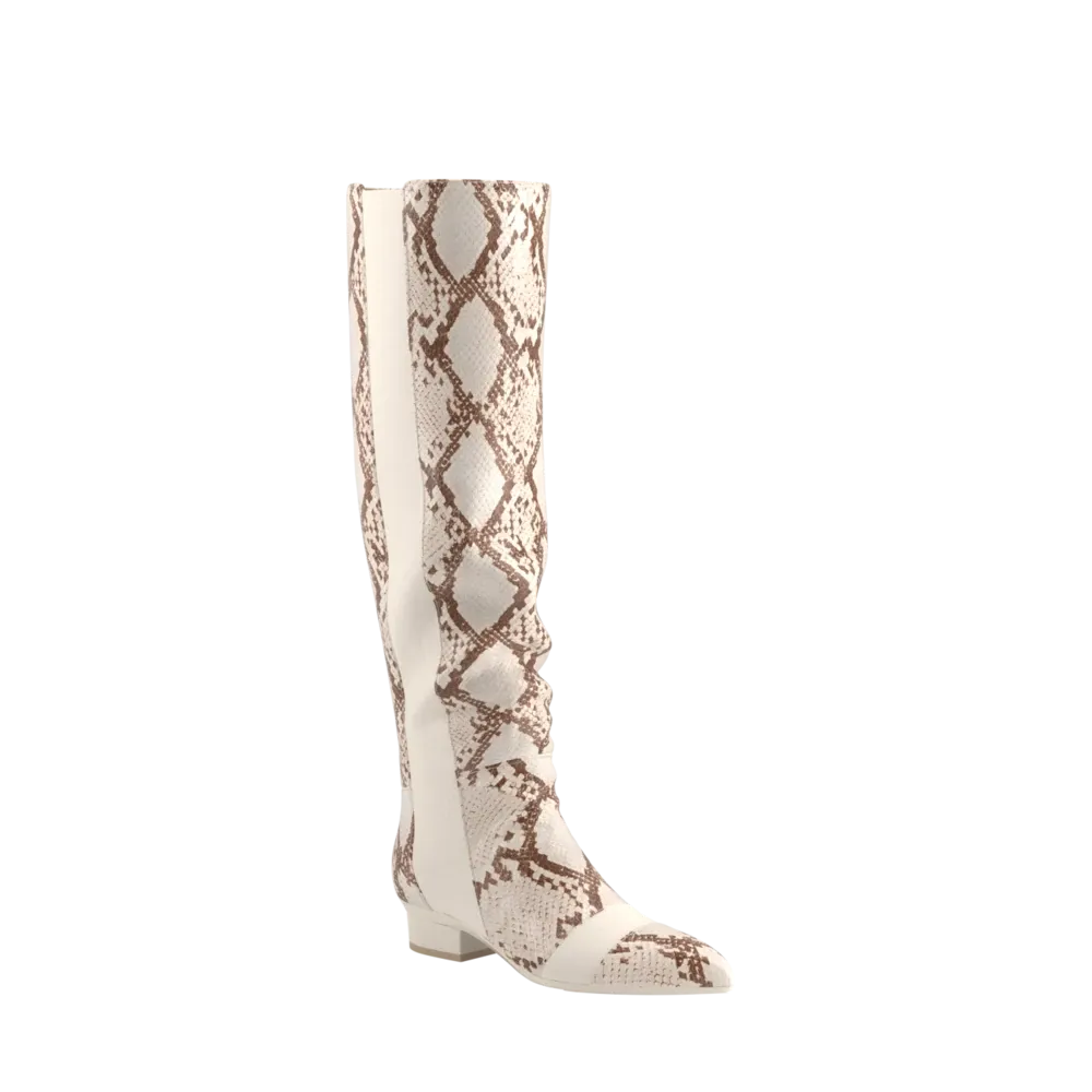 The Knee High Boot - Ivory Snakeskin