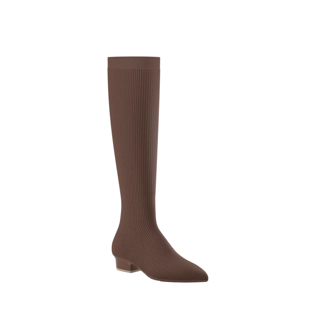 The Knee High Boot Walnut Knit   Block Heel Kit 4 Walnut