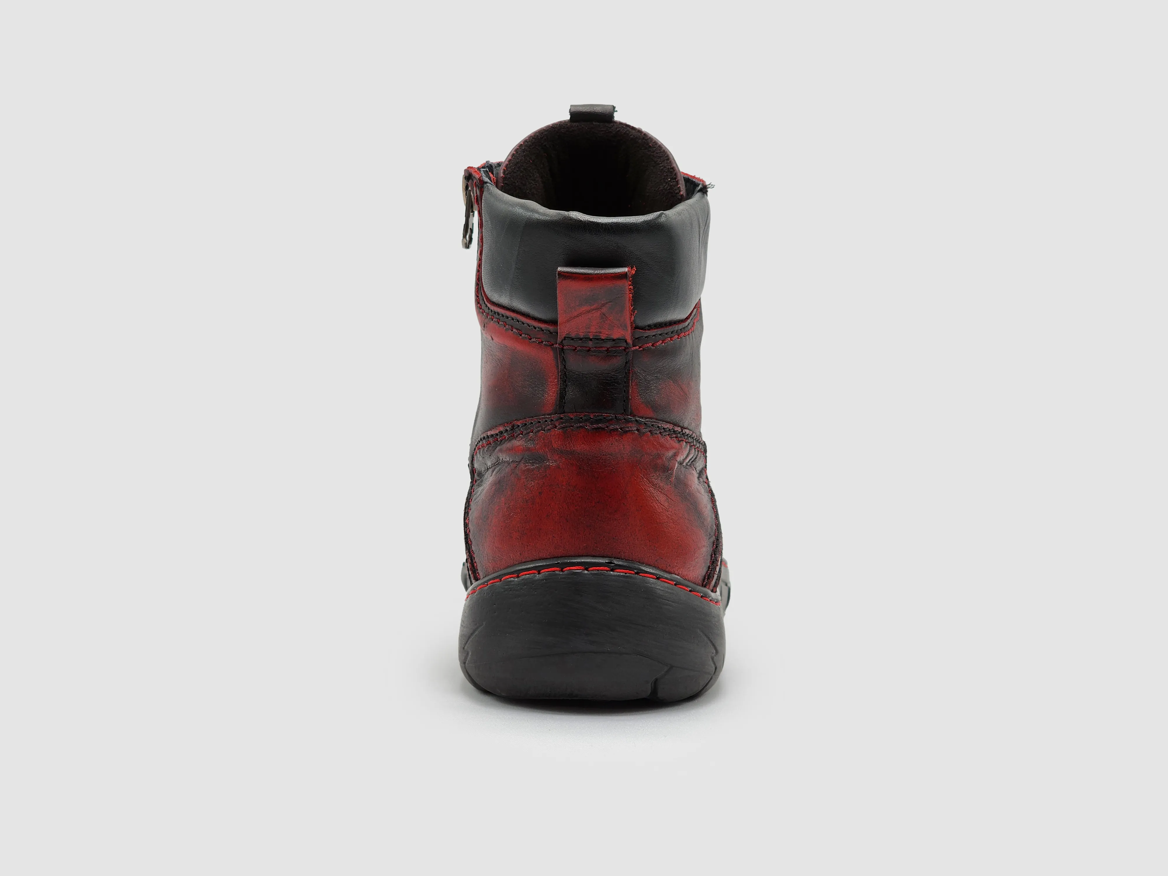 Women's Original Insulated Zip-Up Leather Boots - Black & Red