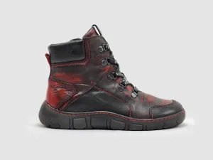 Women's Original Insulated Zip-Up Leather Boots - Black & Red