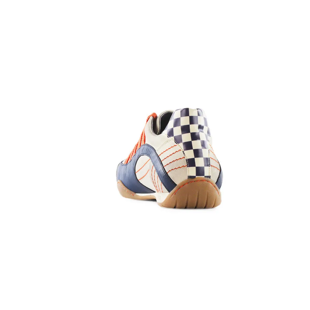 Women's Racing Sneaker in Racing Oil (Creamy White with Navy and Orange)