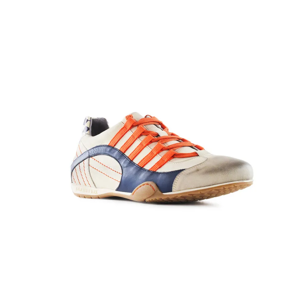 Women's Racing Sneaker in Racing Oil (Creamy White with Navy and Orange)